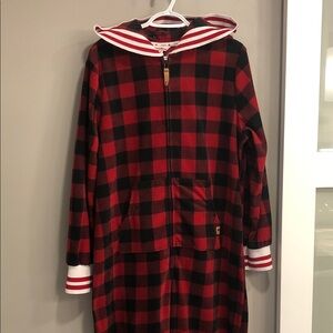 🍁Canadiana Red & Black Check Plaid Adult Onesie – Size XL